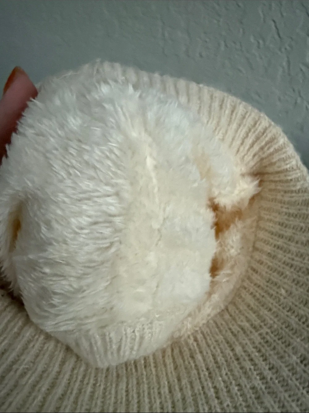 Winter/Fall Cable Knit Ponytail Open Back Hat Plush Lined - Cream or Black